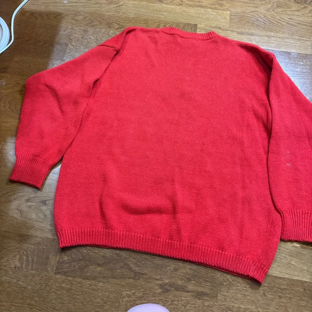 Vintage Red Geometric Knit Sweater | Oversized Retro Pattern | XL - Picture 7 of 11
